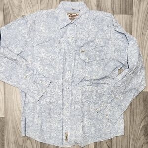 Rafter C Men's Light Blue Paisley Western Shirt